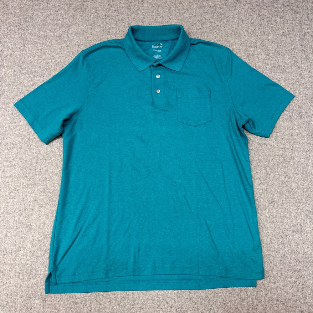 Croft & Barrow Polo Shirt Size L Teal Blue Extra Soft Short Sleeve Chest Pocket
